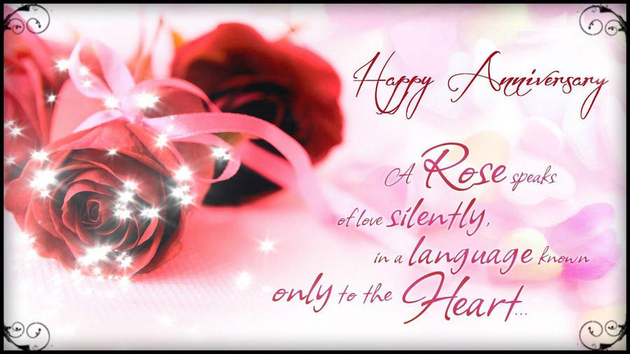 Happy Anniversary Sparkling Red Roses Wallpaper