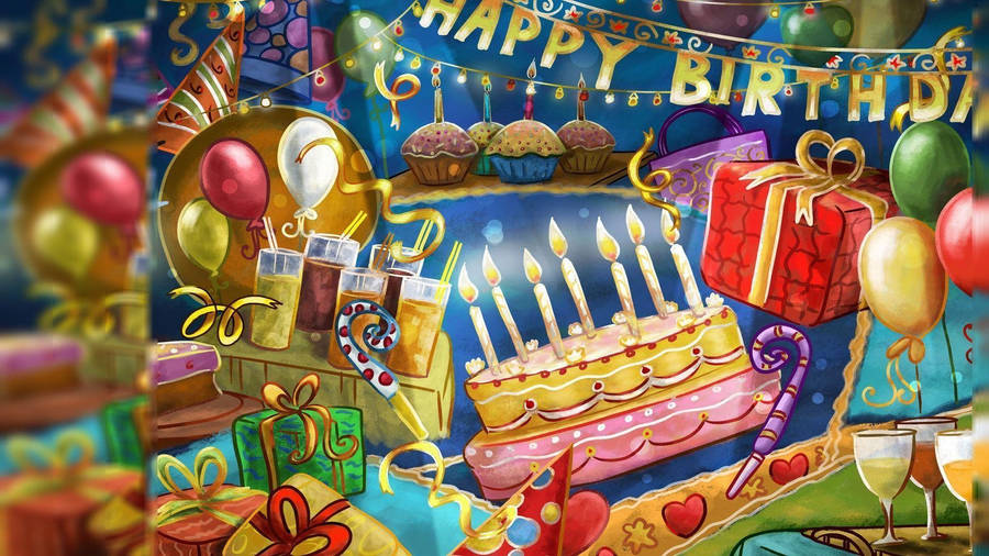 Happy Birthday Background Party Illustration Wallpaper