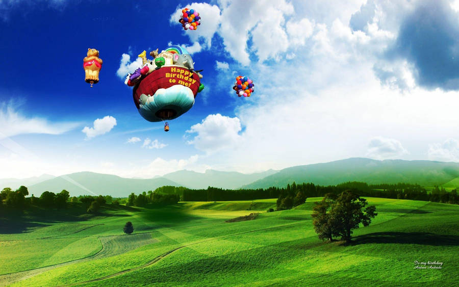 Happy Birthday To Me Hot Air Balloon Wallpaper