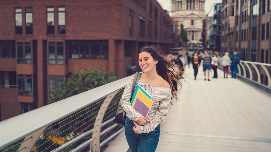 Happy College Scholar Student Millennium Bridge Wallpaper