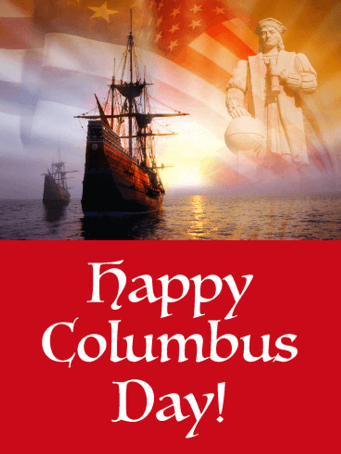 Happy Columbus Day Red Poster Wallpaper