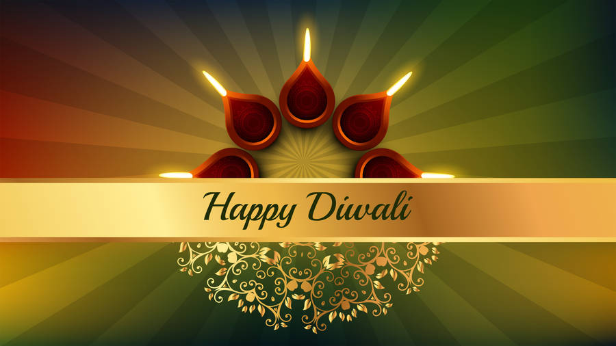 Happy Diwali Golden Banner Wallpaper