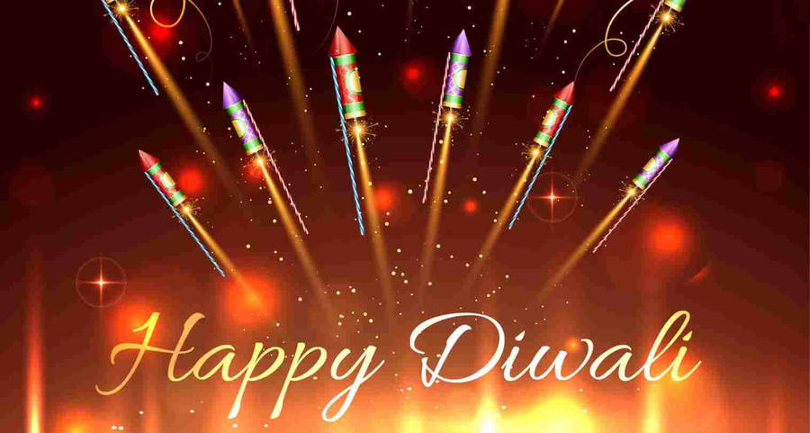 Happy Diwali Rocket Fire Crackers Wallpaper