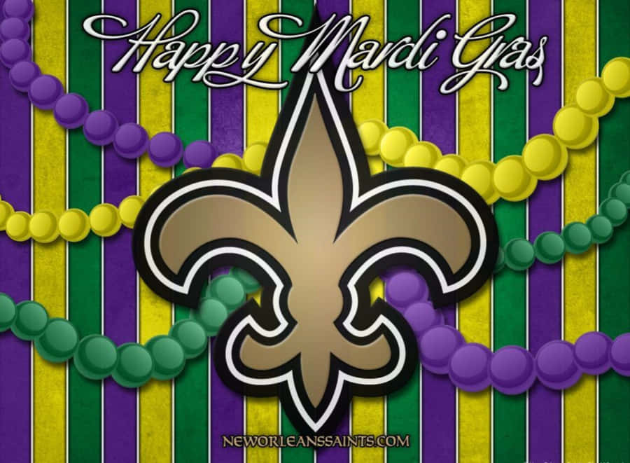 Happy Mardi Gras With Logo Poster Wallpaper