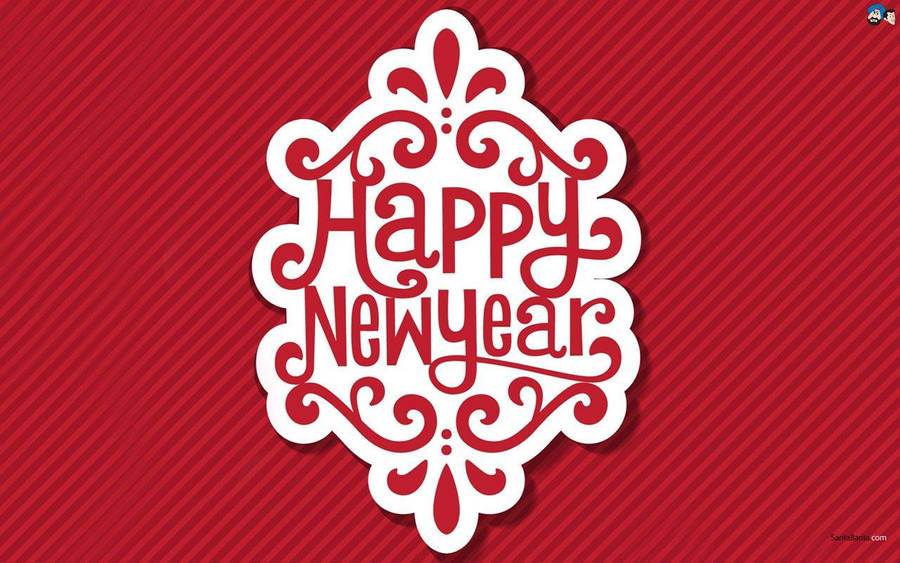 Happy New Year In White And Red Wallpaper
