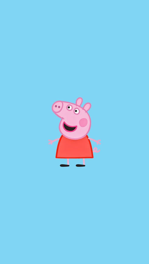 Happy Peppa Pig Phone Blue Background Wallpaper