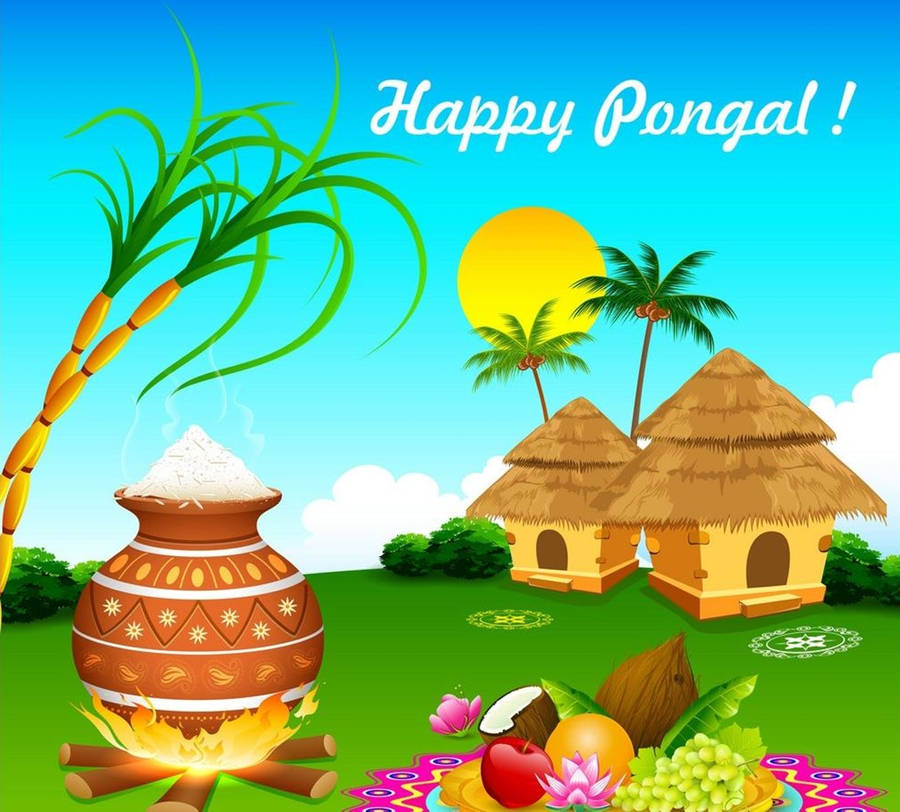 Happy Pongal Square Art Wallpaper