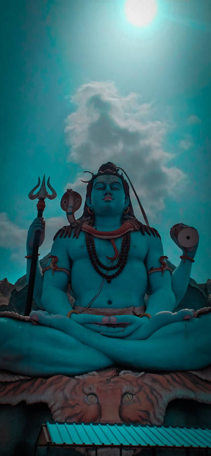 Har Har Mahadev Blue Statue Wallpaper