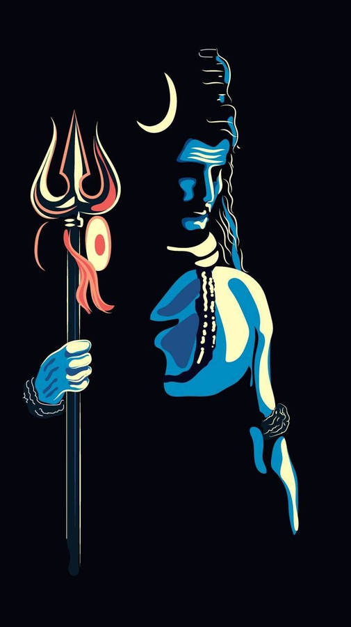 Har Har Mahadev Blue Trident Wallpaper