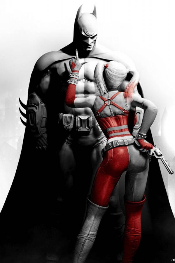 Harley Quinn And Batman Arkham City Iphone Wallpaper