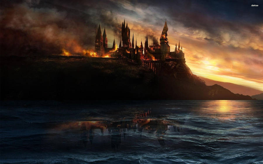 Harry Potter Burning Hogwarts Castle Wallpaper