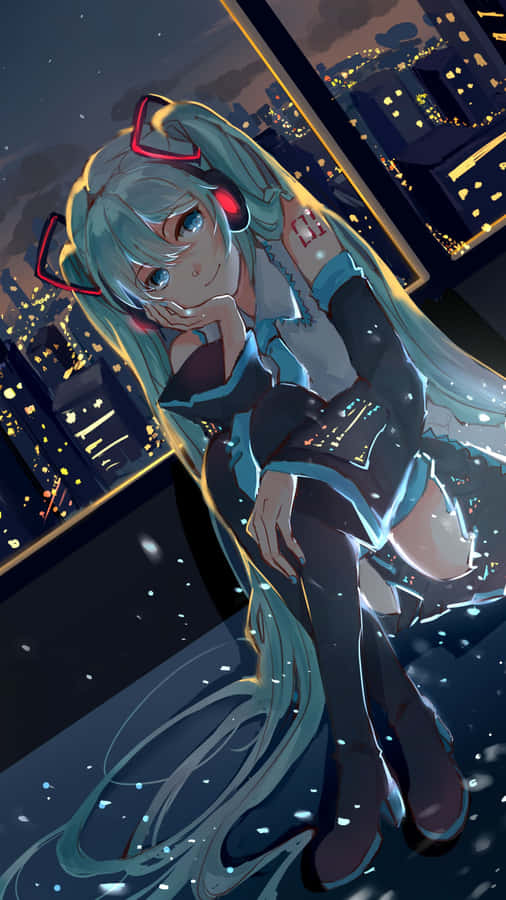 Hatsune Miku City Girl Aesthetic Phone Wallpaper