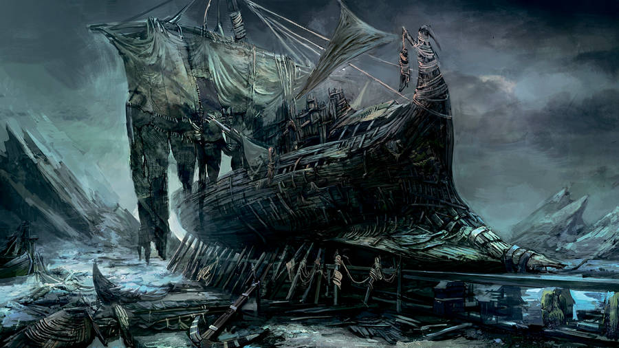 Haunted Ghost Ship Wreck Wallpaper