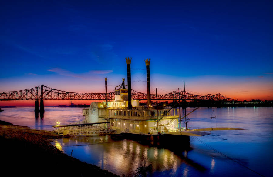 Having Fun On A Casino Boat Along Mississippi River Wallpaper