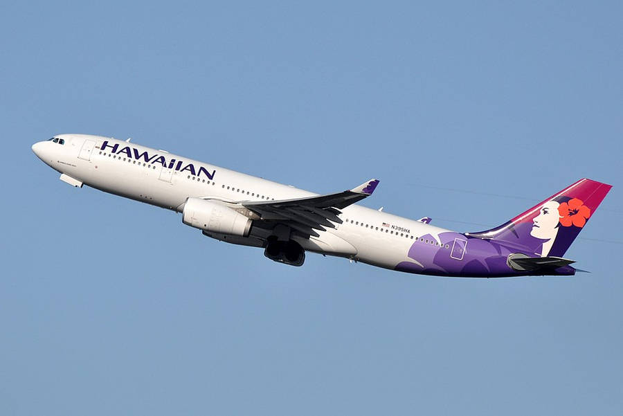 Hawaiian Airlines Plane Gaining Altitude Wallpaper