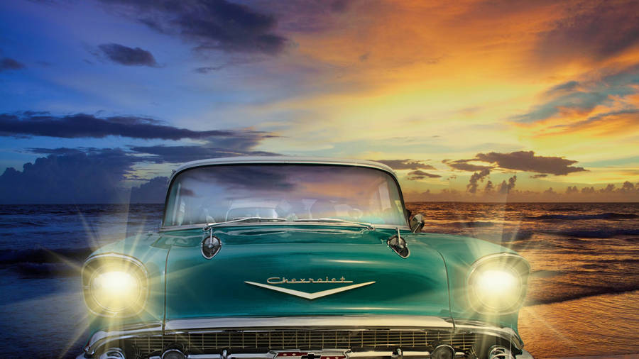 Hd Chevrolet Car At Beach Wallpaper