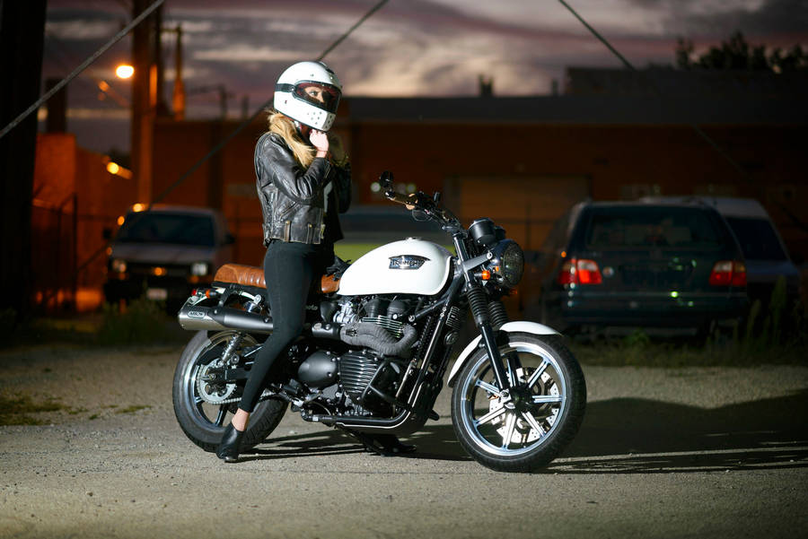 Hd Girl And Triumph Motorcycle Wallpaper