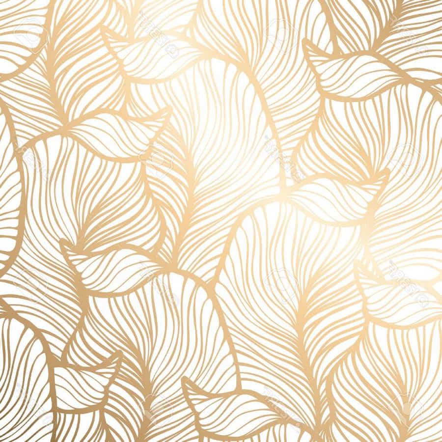 Hd Pattern White Gold Leaves Wallpaper