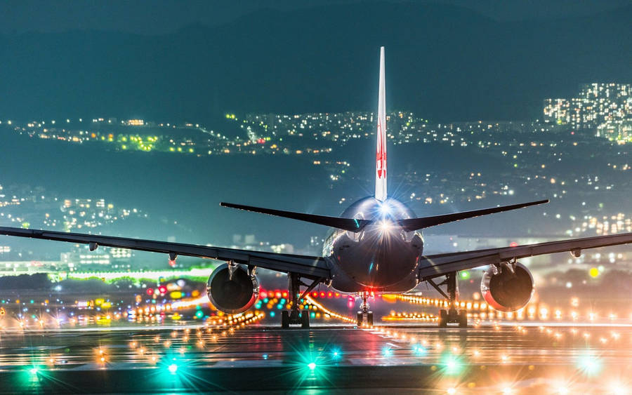 Hd Plane Beautiful Lights Wallpaper