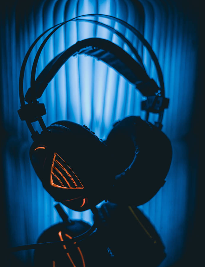 Headphones Neon Blue Iphone Wallpaper