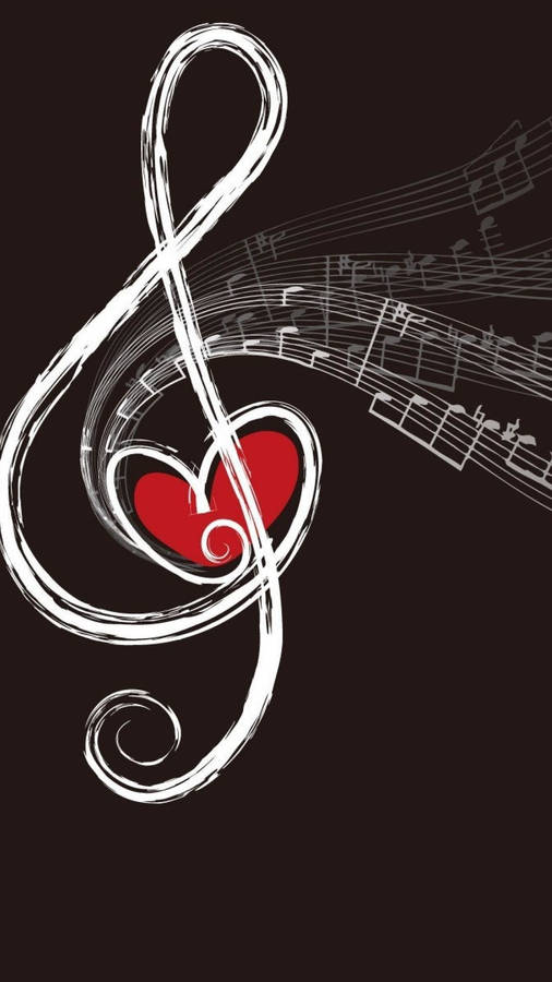 Heart And Notes For Music Phone Wallpaper