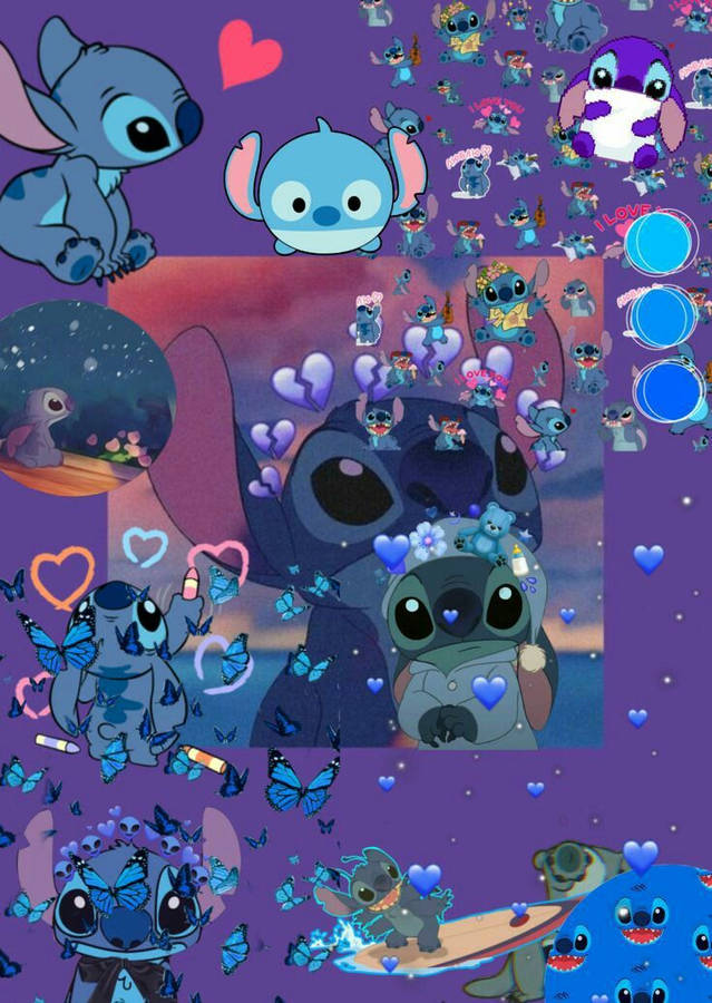 Heart Emojis Purple Stitch Collage Wallpaper