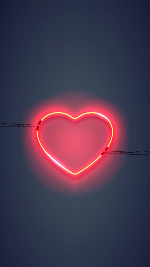 Heart Led Neon Light Red Iphone Wallpaper