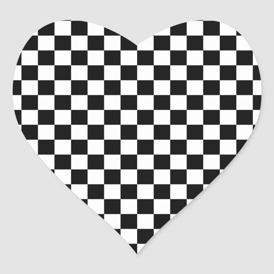 Heart Shape With Black And White Squares Wallpaper