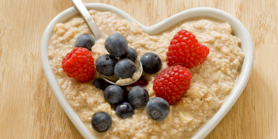 Heart-shaped Bowl Of Oatmeal Wallpaper