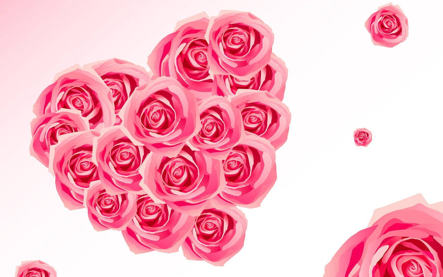 Heart-shaped Cluster Of Pink Roses Wallpaper