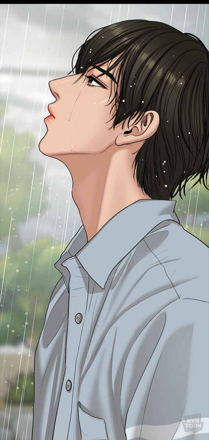 Heartbroken Cartoon Character Crying In The Rain Wallpaper