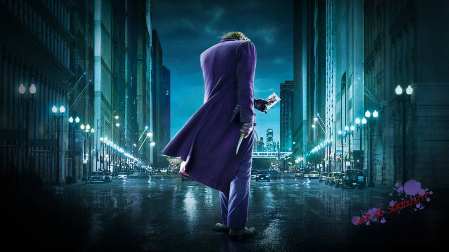 Heath Ledger Joker City Rear View Wallpaper