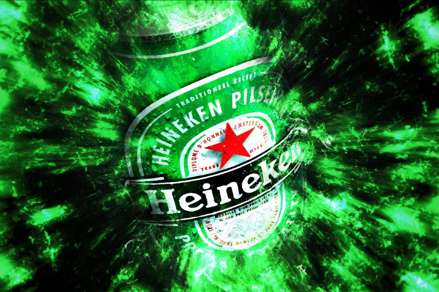 Heineken Lager Beer With Green Splatter Wallpaper