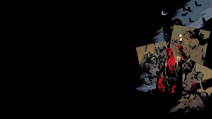 Hellboy Comic Artwork Night Scene Wallpaper