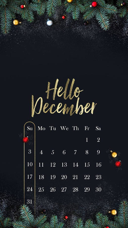 Hello December Aesthetic Calendar Wallpaper