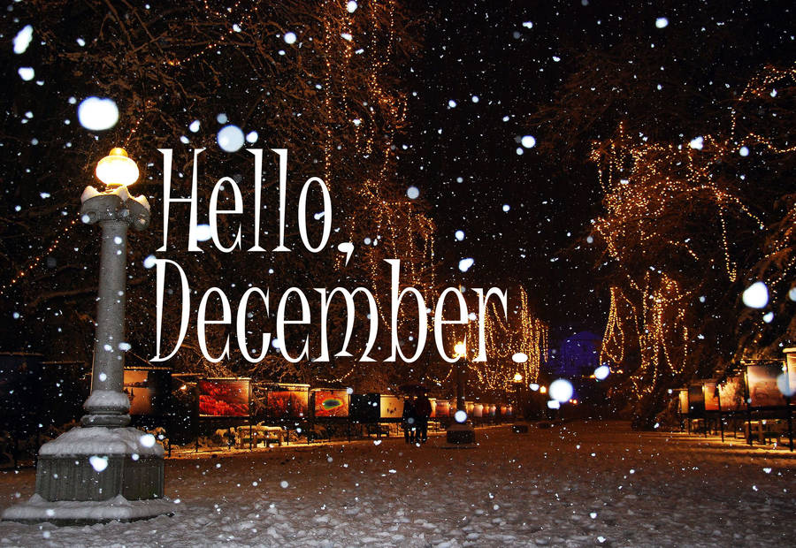 Hello December Snowing Road Wallpaper