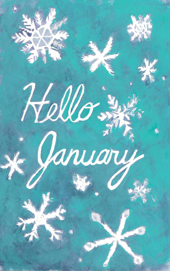 Hello January Snowflakes Painting Wallpaper