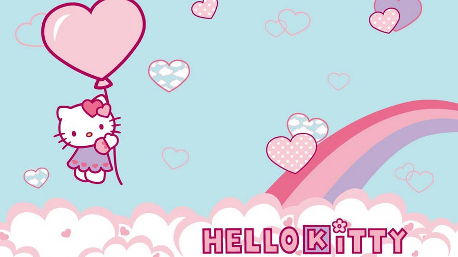 Hello Kitty Desktop With Hearts Wallpaper