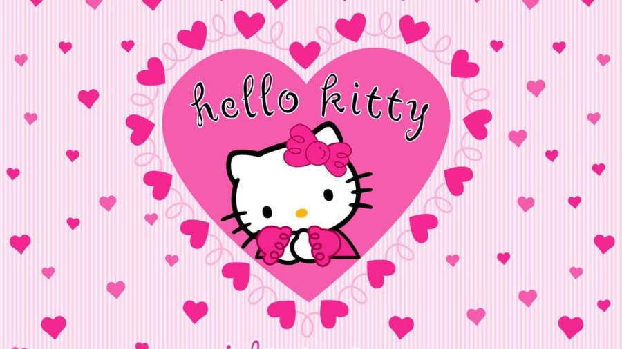 Hello Kitty Desktop With Hearts Wallpaper