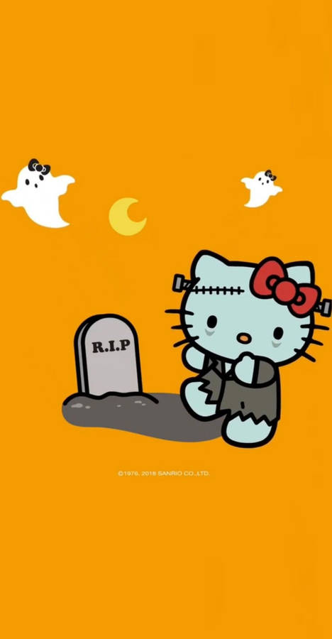 Hello Kitty Halloween In Cemetery Wallpaper