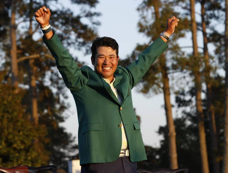 Hideki Matsuyama Wearing Masters Green Jacket Wallpaper