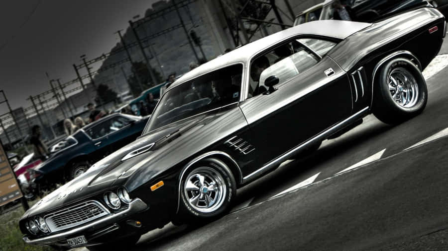 High Performance And Style – Old School Muscle Cars Wallpaper