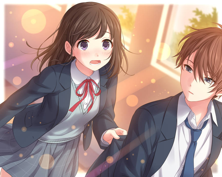 High School Aesthetic Anime Couple Wallpaper