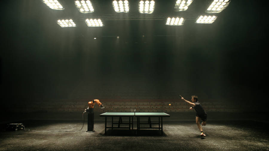 High-tech Robotic Ping Pong Match Wallpaper