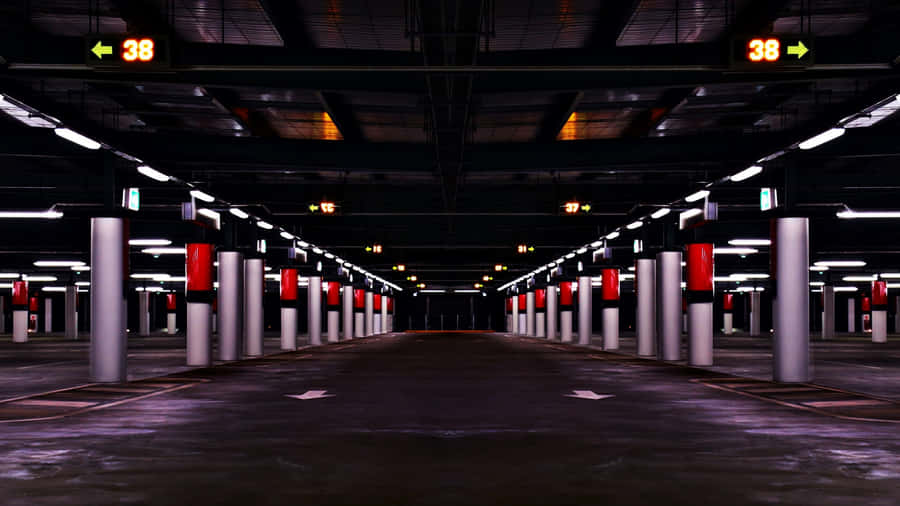 High-tech Underground Parking Lot Wallpaper