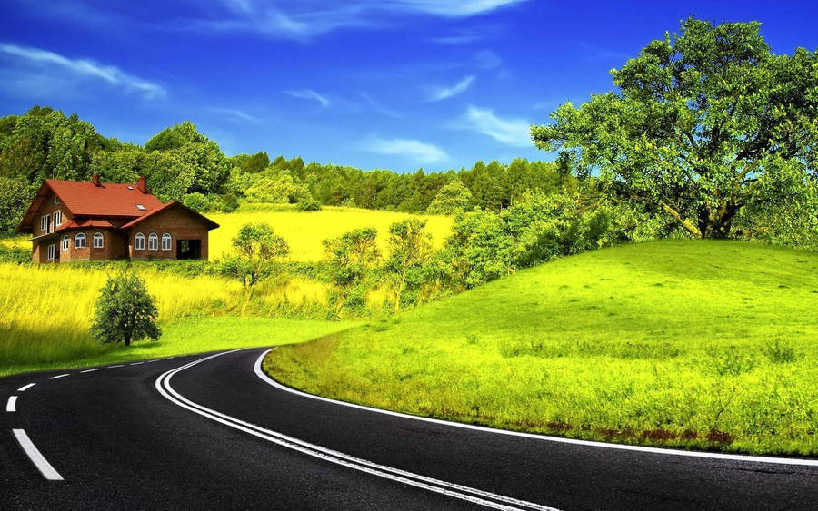 Highway On A Quiet Countryside Wallpaper