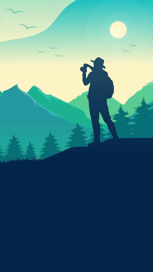 Hiking Blue Vector Art Wallpaper