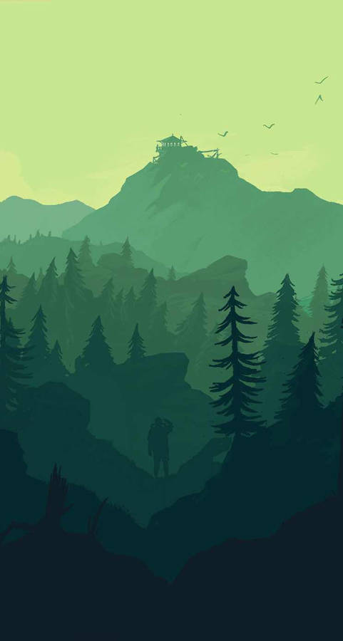 Hiking Green Vector Art Wallpaper