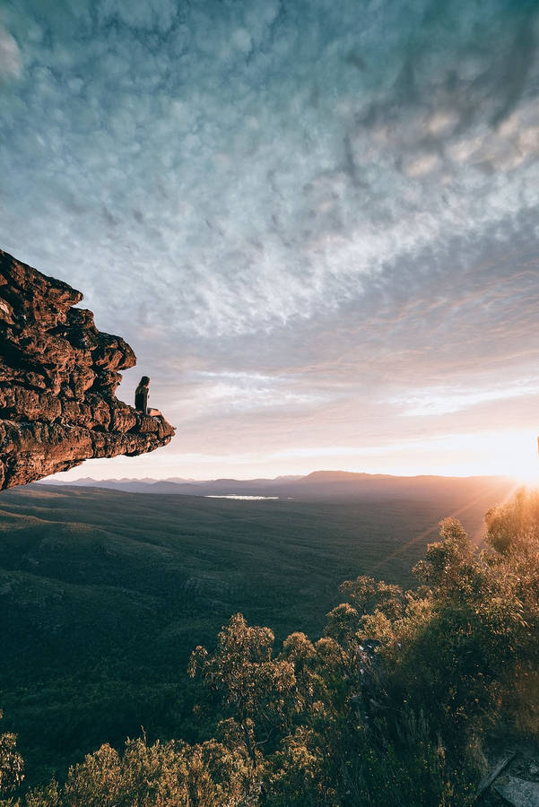 Hiking On Cliff Wallpaper