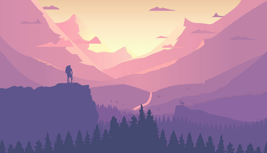 Hiking Pink Digital Art Wallpaper